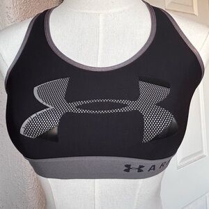 Under‎ Armour Brand Sports Bra Racerback Style Keyhole Opening Black/Gray